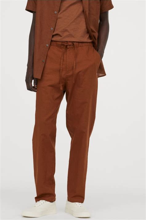 Relaxed Fit Pants Brown Men Handm Us Fitted Linen Pants Mens