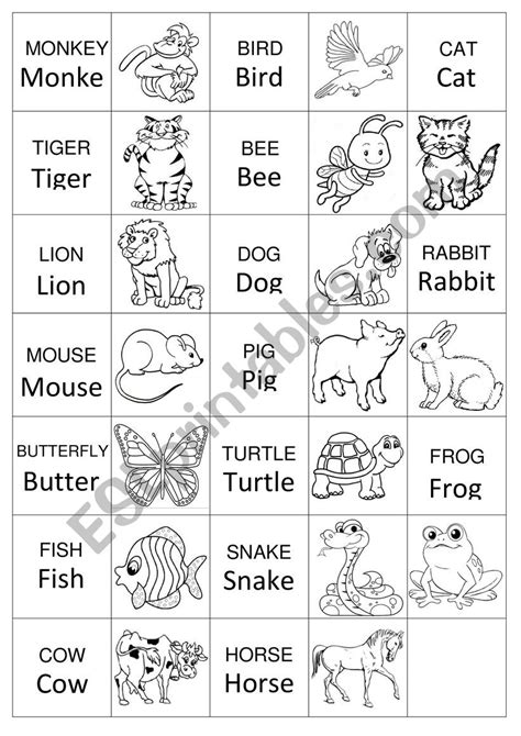 Memory Game Animals Esl Worksheet By Anamariaamt