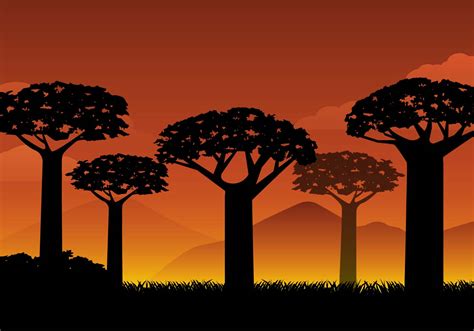 Free Silhouette Baobab Background Vector 119203 Vector Art At Vecteezy