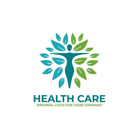 The Logo For Health Care With Leaves And A Man S Body In The Center