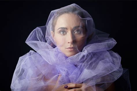 Premium Photo Woman Wrapped Purple Fabric Beautiful Slim Figure