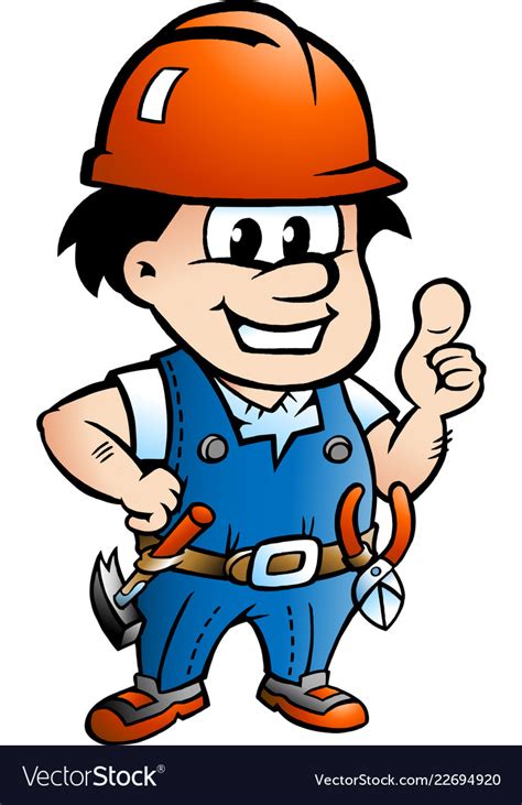 Cartoon Of A Happy Construction Worker Or Handyman