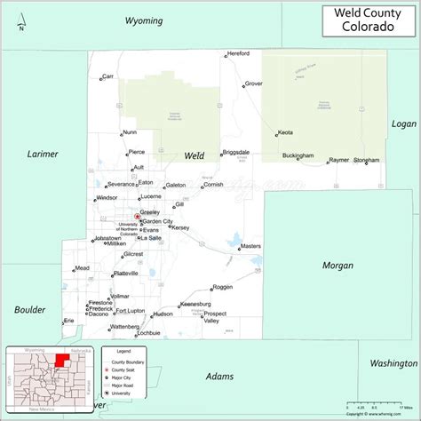Map Of Weld County Colorado Showing Cities Highways And Important