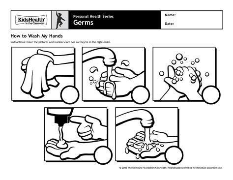 Choose your favorite coloring page and color it in bright colors. Washing Hands Worksheets Printable | Hand washing kids ...