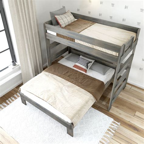 Rustic Twin Over Queen L Shaped Bunk Bed — Plankbeam