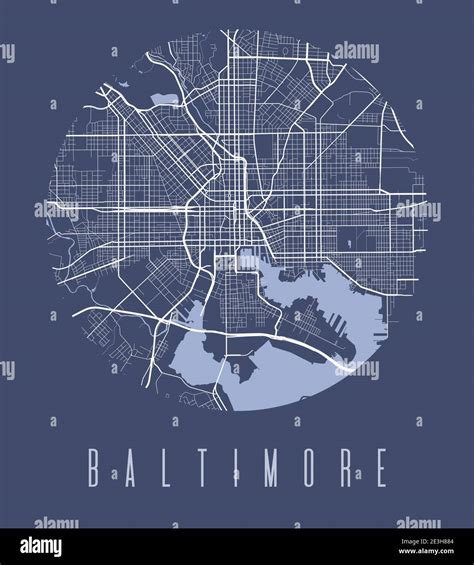 Baltimore Map Poster Decorative Design Street Map Of Baltimore City