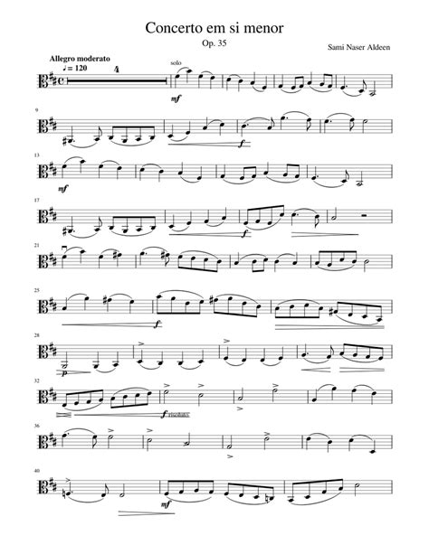 Concerto In B Minor 1 Movement For Viola Sheet Music For Violin Solo