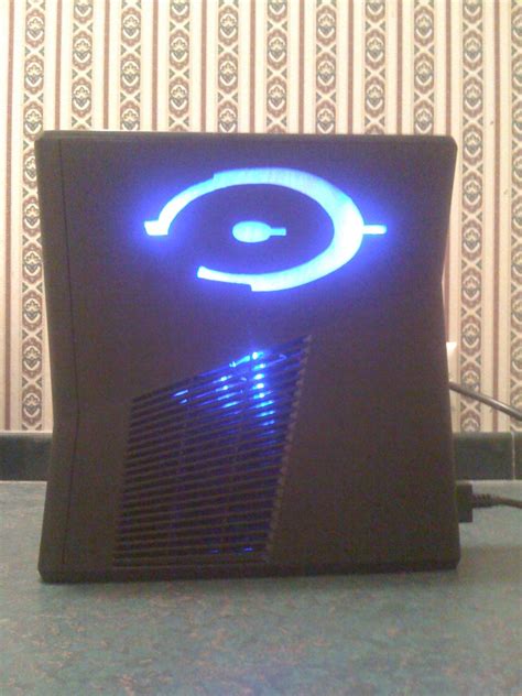 Xbox 360 Slim Custom Halo Mod W Blue Lights Ls1tech