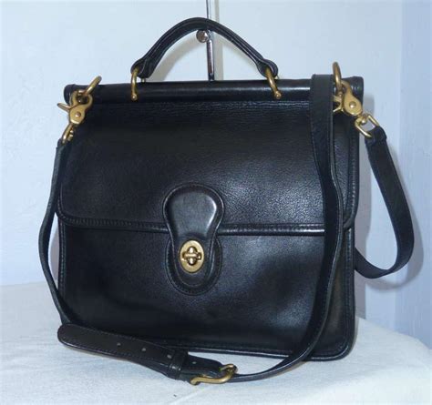 Authentic Vintage Coach Classic Black Leather Willis Shoulder Bag 9927
