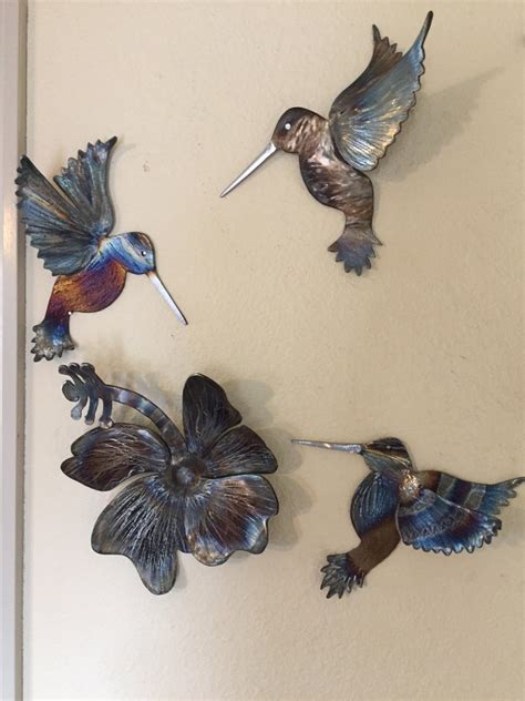 colorful metal hummingbird wall art etsy