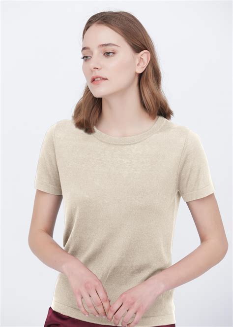 Soft Pure Silk Knitted T Shirt Knitted Tshirt Silk Knit Knitted