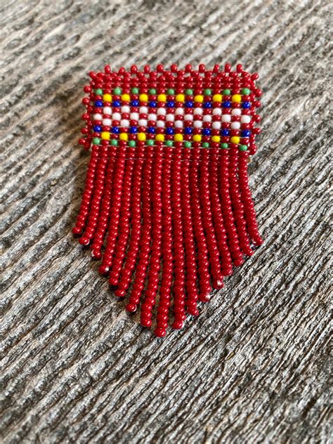 Metis Beaded Pin Beaded Red Pin First Nations Pin Métis Etsy