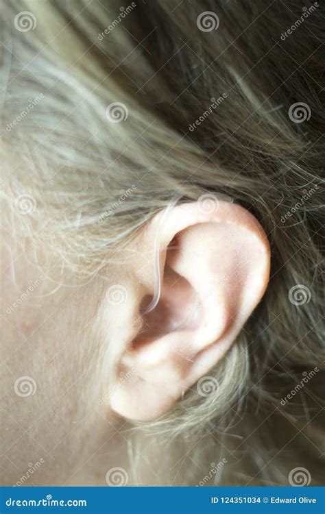 Deaf Woman With Hearing Aid Stock Photo Image Of Deafness Middle