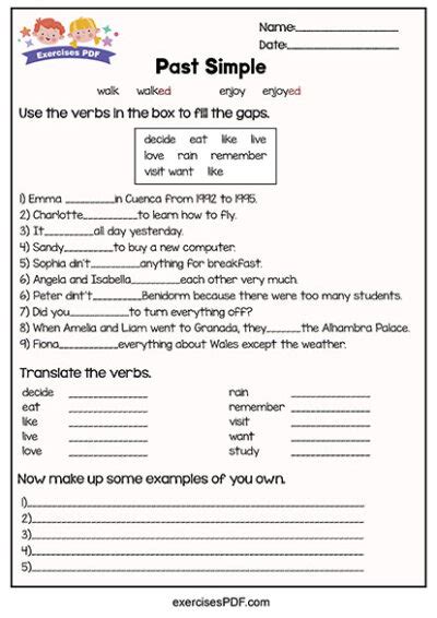 Use The Verbs In The Box To Fill The Gaps Exercises Pdf
