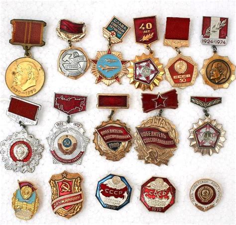 Soviet Vintage Badge Badges Set Of 16 Pins Communist