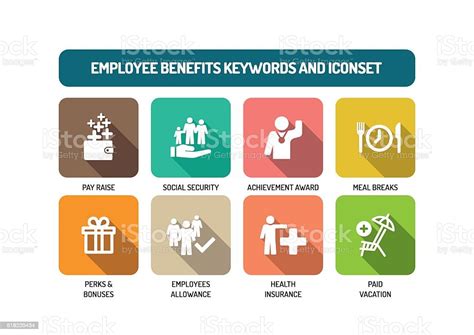 Employee Benefits Flat Icon Set Stock Illustration - Download Image Now ...