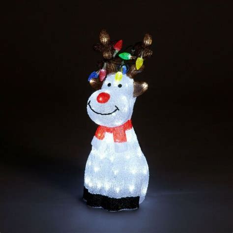 50cm Acrylic Sitting Reindeer With Multi Coloured Leds On Antlers On Onbuy