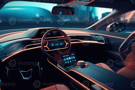Futuristic Interior Of Luxury Car Technology Car Dashboard Generative