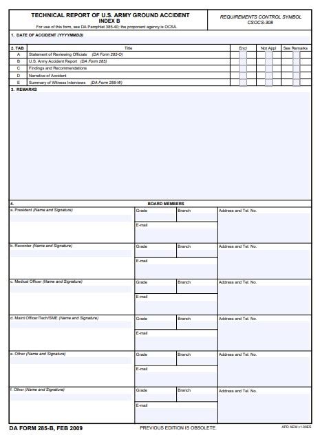 Da Form 285 Ab Fillable Printable Forms Free Online