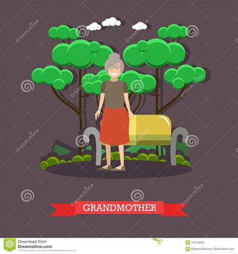 Vector Illustration Of Grandmother In Flat Style Stock Vector