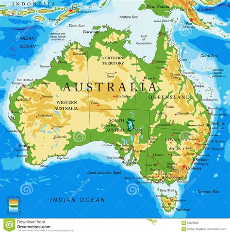 Von mapcarta, die offene karte. Australien-körperliche Karte Vektor Abbildung ...
