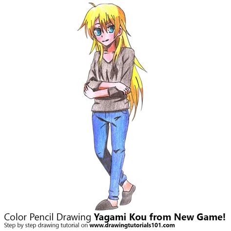 Yagami Kou From New Game Colored Pencils Drawing Yagami