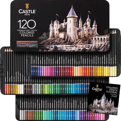 Castle Art Supplies 120 Colored Pencil Set For Artists Featuring Soft