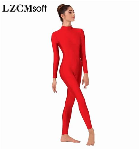 2 Lzcmsoft Women Full Body Mock Neck Long Sleeve Ballet Unitards Bodysuit Adult Lycra Spandex
