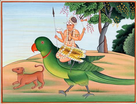 Bhairava Seated On Parrot Vehicle Of Kamadeva Exotic India Art