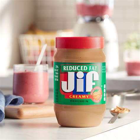 Jif Reduced Fat Creamy Peanut Butter Spread 60 Peanuts 40 Ounces