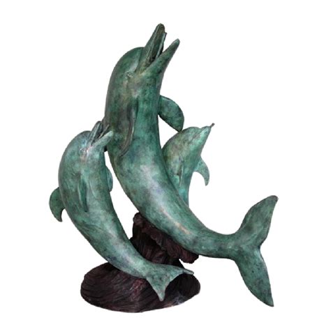 Bronze Three Dolphins On Wave Fountain Metropolitan Galleries Inc