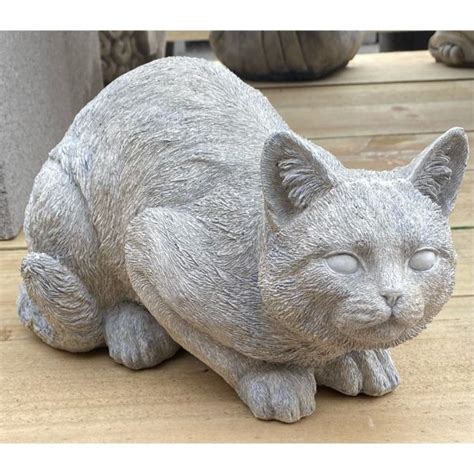 Crouching Cat Concrete Garden Statue Ornament Wantirna Garden