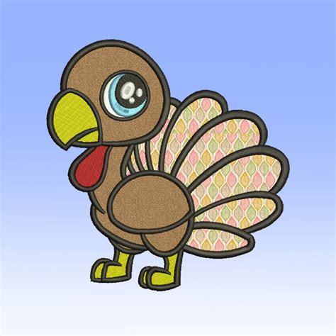 Turkey Applique 11 Size Thanksgiving Applique Design Turkey Etsy