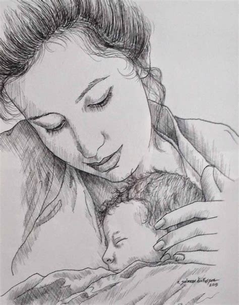 Mother And Child Sketch At Explore Collection Of