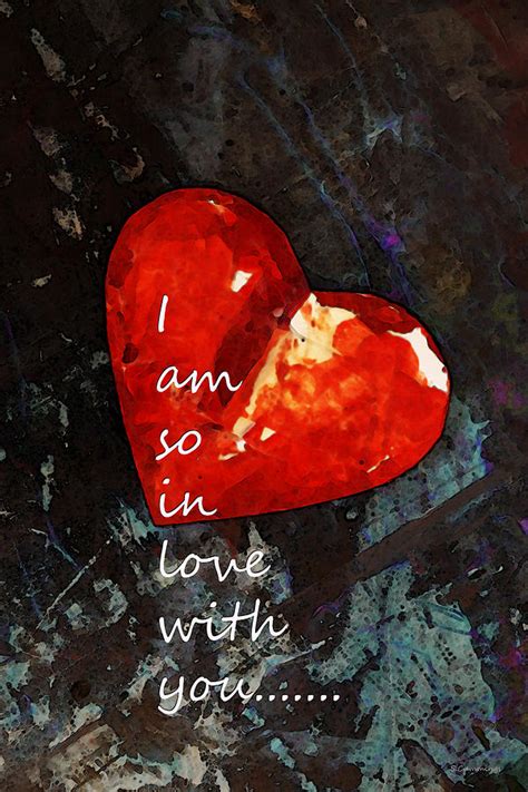 So In Love With You Romantic Red Heart Painting Painting By Sharon