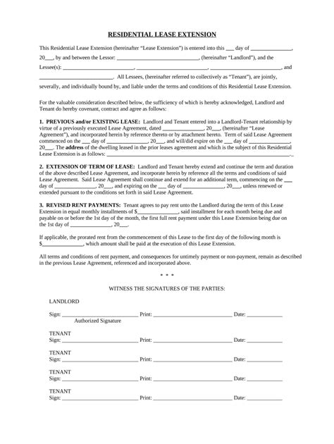 Lease Extension Agreement Form Fill Out And Sign Printable Pdf
