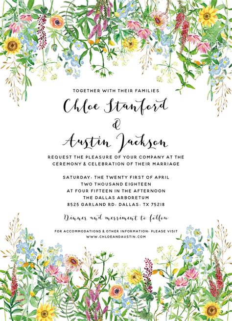 Wildflower Wedding Invitation Template