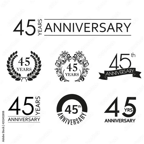 45 Years Anniversary Icon Set 45th Anniversary Celebration Logo