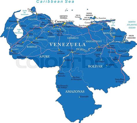Highly Detailed Vector Map Of Venezuela With Administrative Regions