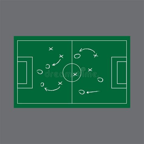 Soccer Or Football Game Strategy Plan Realistic Blackboard Stock