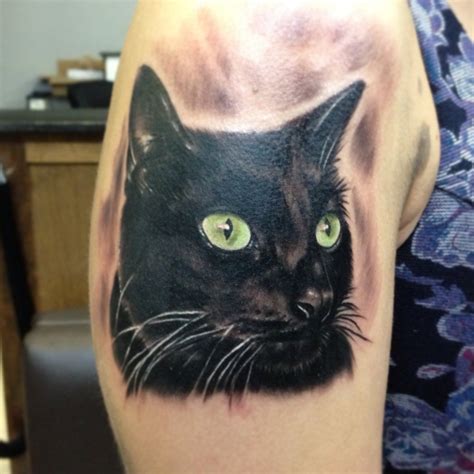 Black Cat Portrait Tattoo Tattooimagesbiz