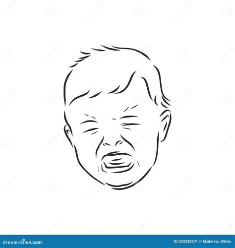 Doodle Style Crying Baby Or Newborn Illustration In Vector Format