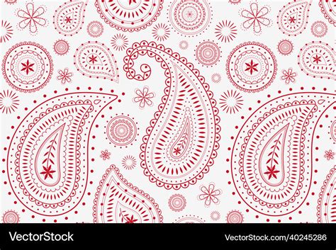 Red Paisley Background Traditional Indian Pattern Vector Image