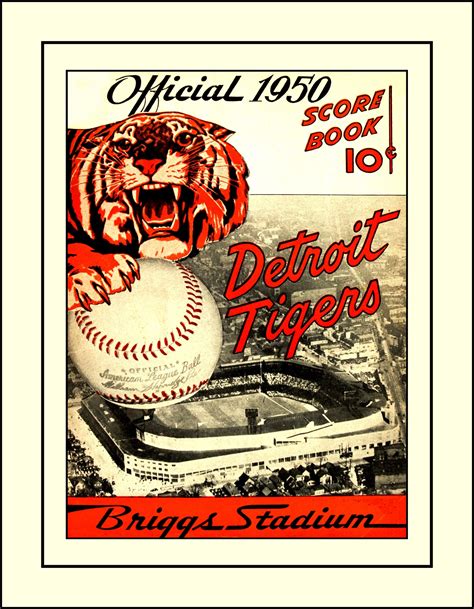 Vintage 1950 Detroit Tigers Baseball Poster Memorabilia T Briggs