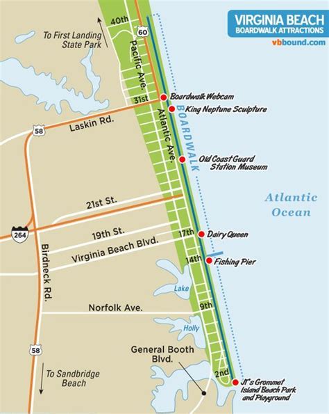 Boardwalk Attractions Map Virginia Beach Vacation Guide Virginia