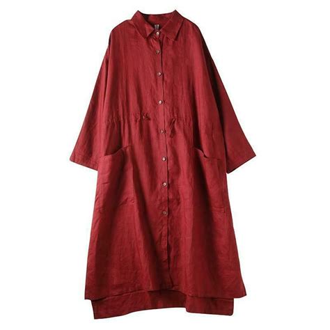 Women Loose Cotton Linen Lapel Collar Long Sleeves Maxi Gow Oversize Shirt Dress Ebay Linen