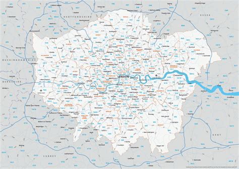 London Postcode Map Postcode Map Of London England
