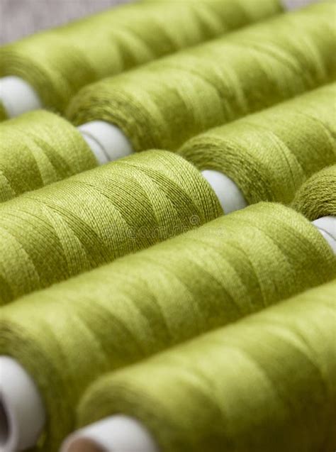 Green Wool Thread Spool Macro Close Up Stock Photo Image Of High