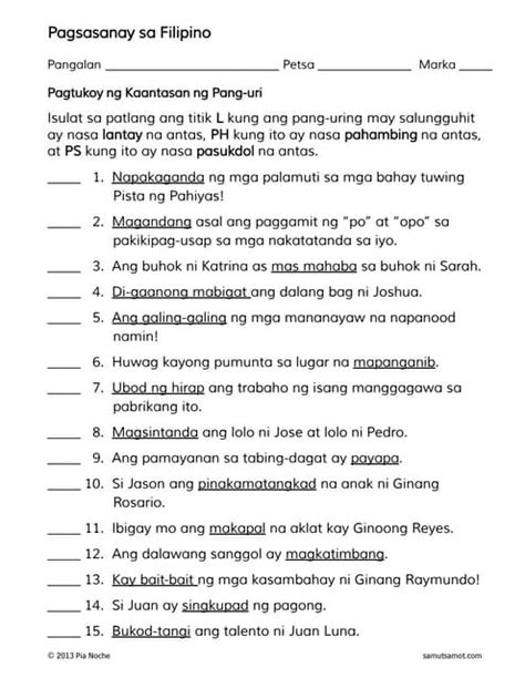 a pagtukoy ng kaantasan ng pang uri 4 1 pdf