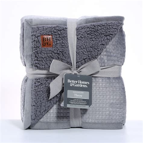 Better Homes And Gardens Oversized Sherpa Throw 50 X 72 Grey Waffle